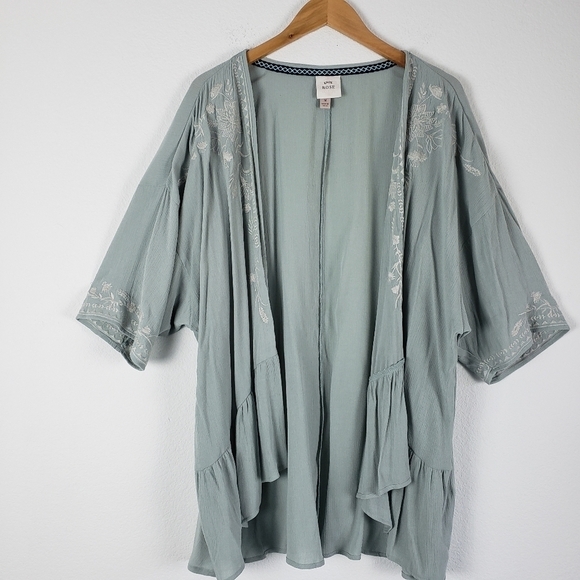 Knox Rose blue floral embroidered flutter cardigan - Picture 7 of 9